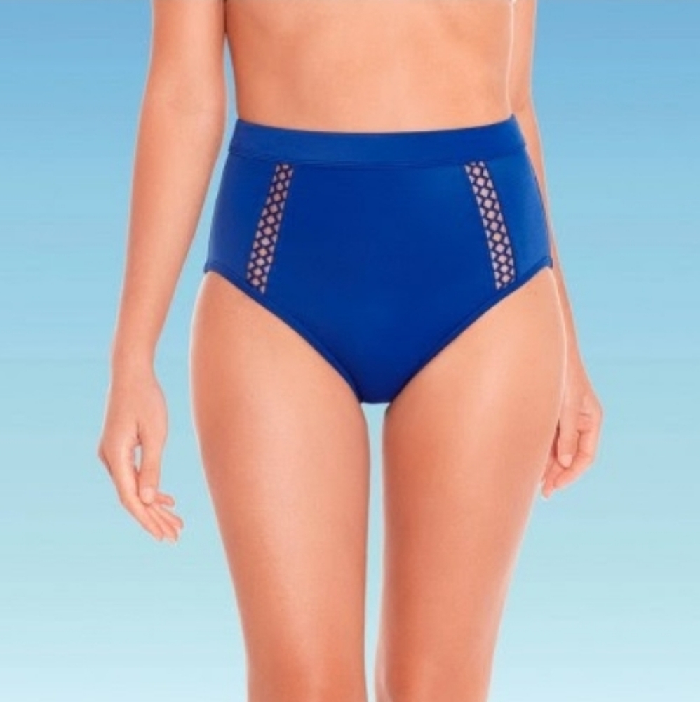 High Waist Slimming Control Beach Betty Miracle Brands Blue Cutout M